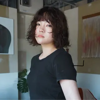 ミディアム パーマ kawahara cocoroのヘアスタイル