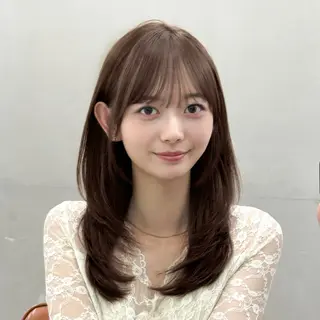 ミディアム カラー レイヤー🐑髪質改善 顔周りカット/みきとのヘアスタイル