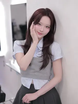 ロング カラー 盛れる顔周りカット ♥️韓国ヘア"ちぇるのヘアスタイル