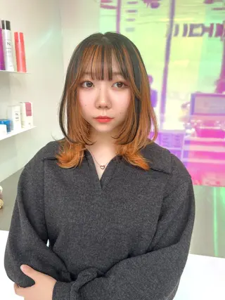 ミディアム カラー パーマ ヘアアレンジ メンズ キッズ ネイル マツエク・マツパ アイブロウ KANAMI 🌏のヘアスタイル