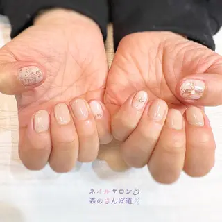 ネイル ショートネイル 森のさんぽ道のネイルデザイン