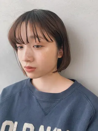 ミディアム カラー ヘアアレンジ ボブパーマコテ巻き風 パーマNo1深江秀平のヘアスタイル