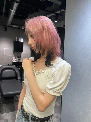 セミロング ハイトーン/縮毛矯正 /博多/syokoのヘアスタイル