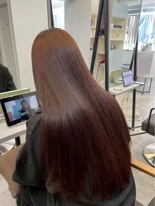 ロング パーマ 🍒モテ暖色カラー × うる艶✧ ゆなのヘアスタイル