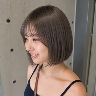 ミディアム カラー ヘアアレンジ 垢抜けボブ×透明 感カラーリクト💥のヘアスタイル