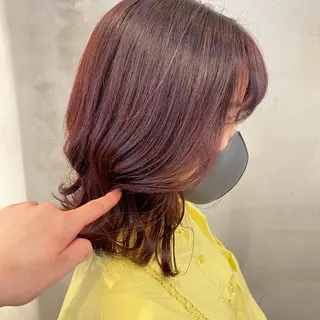 ミディアム 新宿/顔周りカット +レイヤー＝しずく♩のヘアスタイル