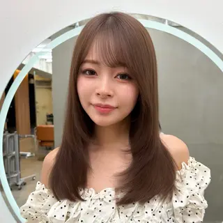 ミディアム カラー レイヤー🐑髪質改善 顔周りカット/みきとのヘアスタイル