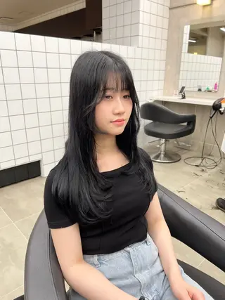 ロング カラー パーマ ヘアアレンジ メンズ キッズ 上品＆韓国風 🥀海心🥀のヘアスタイル