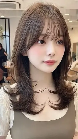 セミロング 絶対可愛い🍎透明感 カラーあります✨蕾祁のヘアスタイル