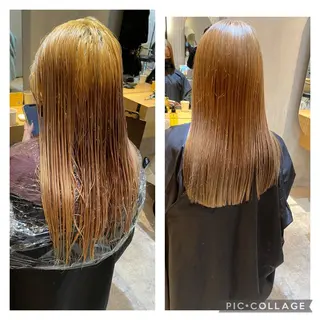 ロング カラー 複雑履歴に対応ブリー チ無しダブルカラーのヘアスタイル