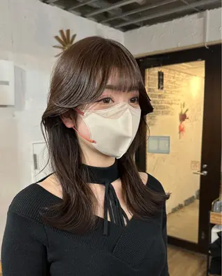 セミロング カラー 韓国風レイヤーカット 上手く丁寧早い/マツのヘアスタイル