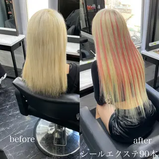 ロング カラー エクステ🩵ブリーチ 韓国ヘア🩵KAEのヘアスタイル