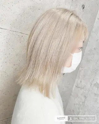 ミディアム 🔷ブリーチバレイヤ ージュ🔷飯野達也のヘアスタイル