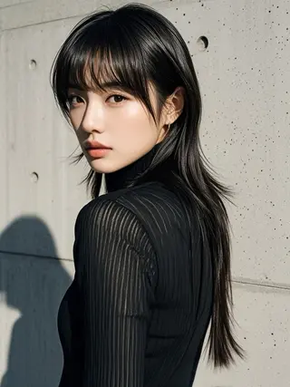 セミロング ウルフカット 811 大阪梅田 ウルフのヘアスタイル