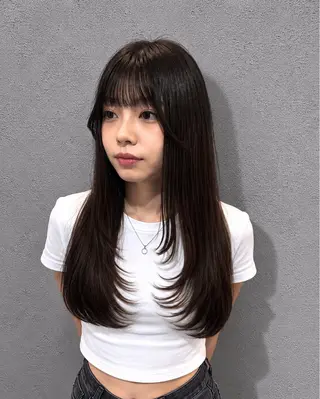 セミロング 髪質改善×韓国風/小 顔レイヤー/早瀬櫻子のヘアスタイル