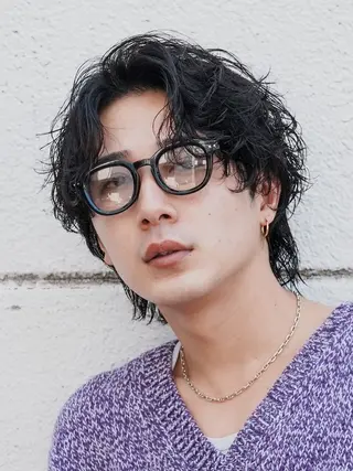 ミディアム カラー パーマ メンズ キッズ 栄💗メンズ｜似合せ パーマ｜haruのヘアスタイル
