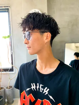 ショート パーマ メンズ 横井伴典 名古屋駅 メンズパーマ/カットのヘアスタイル