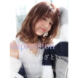 ミディアム カラー パーマ ヘアアレンジ 髪質改善/韓国風 レイヤー/田村祐樹のヘアスタイル