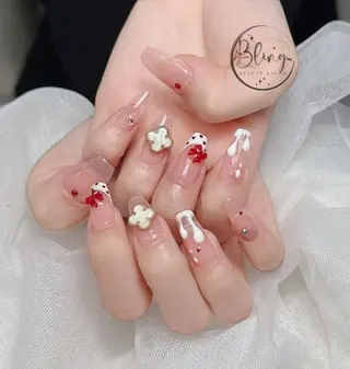 ロング カラー 波 なみのネイルデザイン