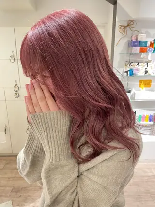 セミロング カラー 暖色カラー/ピンク カラー/saraのヘアスタイル