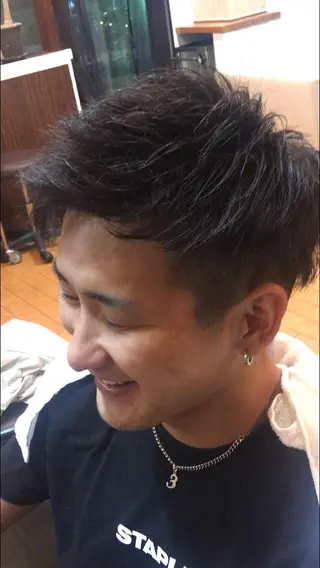 ショート カラー パーマ ヘアアレンジ メンズ men's特化　石井 貴章のヘアスタイル