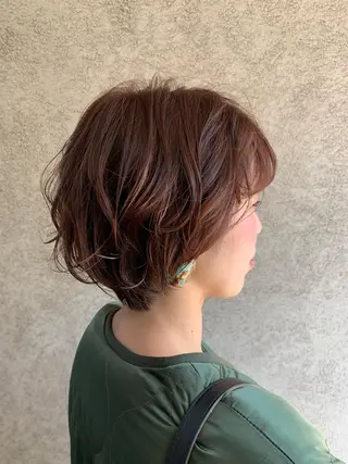 ショート カラー パーマ ハブヘアー ハブヘアーのヘアスタイル