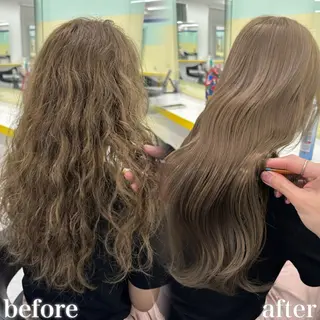 ロング ブリーチ縮毛矯正飛我 韓国ヘア🫧のヘアスタイル