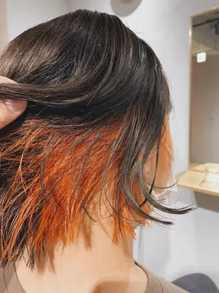 ミディアム カラー ヘアアレンジ ボブパーマコテ巻き風 パーマNo1深江秀平のヘアスタイル