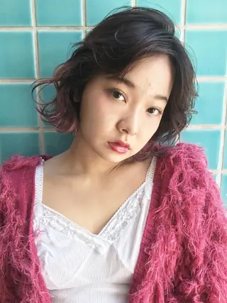 ショート カラー パーマ ヘアアレンジ ITbyALBUM 中野店のヘアスタイル