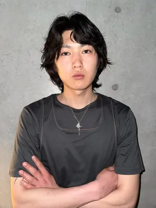 ミディアム パーマ メンズ 神田橋 翔太郎のヘアスタイル