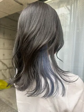 セミロング カラー 🫒オリーブ/透け感 レイヤー🌿モエカのヘアスタイル