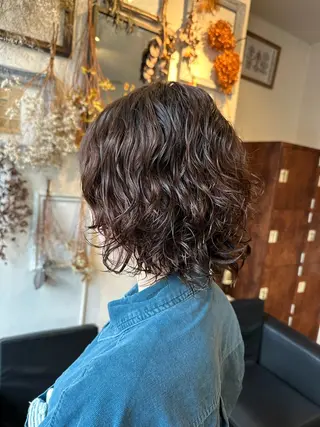 ミディアム パーマ 💜推しインナー カラー/菊池柊真💜のヘアスタイル