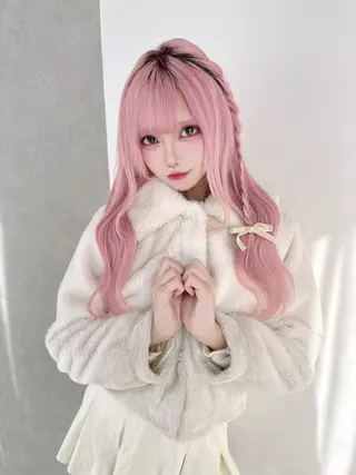 ロング カラー 無料カットモデル💞 ピンク💞みどりのヘアスタイル
