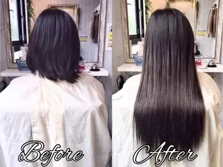 ロング カラー 大阪レミーエクステ チビ編み込みのヘアスタイル