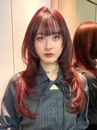 ロング 大宮🤍縮毛矯正 レイヤー🪽なるのヘアスタイル