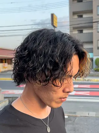 ミディアム パーマ メンズ 福井 太暉のヘアスタイル