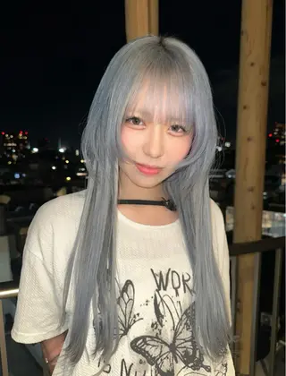 ロング カラー 爆撃りこ☆/似合わせ カラー/ハイトーンのヘアスタイル