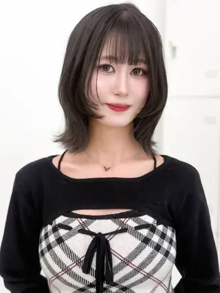 ミディアム カラー ヘアアレンジ 縮毛矯正🤍 盛れるボブ/ひかりのヘアスタイル