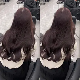 ロング 赤髪/ワインレッド/ 韓国系 まなかのヘアスタイル
