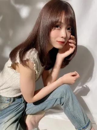 ミディアム カラー 銀座✨レイヤーカット 顔まわり/坂本亜裟海のヘアスタイル