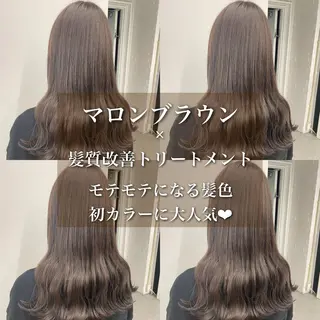 ロング カラー ラベンダー💜 グレージュ🩶のヘアスタイル