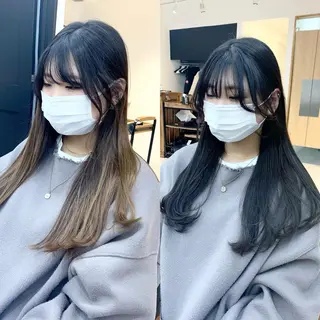 ミディアム カラー パーマ ヘアアレンジ メンズ キッズ ネイル マツエク・マツパ アイブロウ 似合せレイヤー/ 柔らか透明感カラーのヘアスタイル