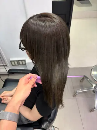 セミロング カラー 縮毛/くすみカラー Mariamu🌼のヘアスタイル