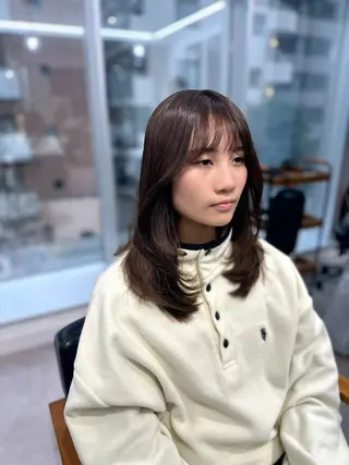 セミロング カラー パーマ ヘアアレンジ メンズ キッズ 似合せレイヤー/ 柔らか透明感カラーのヘアスタイル