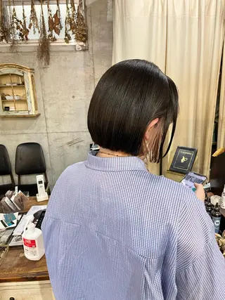 ミディアム カラー デザインパーマ メンズカット 郁美のヘアスタイル