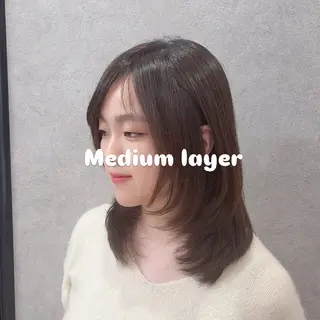ミディアム 🌺レイヤー/ブリー チ艶カラー🌺NOAのヘアスタイル
