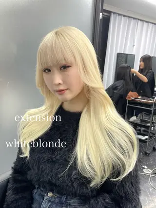 ロング カラー エクステ🩵ブリーチ 韓国ヘア🩵KAEのヘアスタイル