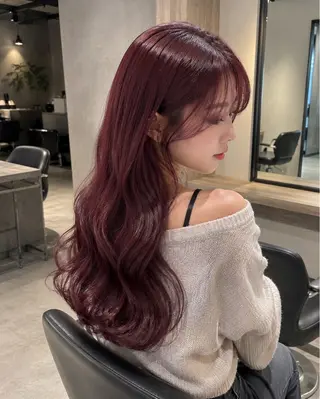 ロング カラー 🍒モテ暖色カラー × うる艶✧ ゆなのヘアスタイル