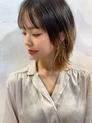 ミディアム カラー ヘアアレンジ 【柔らか透明感✨/ 似合せ前髪】大石葉月のヘアスタイル
