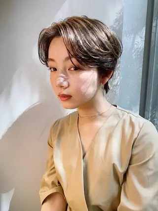 ショート カラー パーマ ヘアアレンジ 松田 亮葉のヘアスタイル